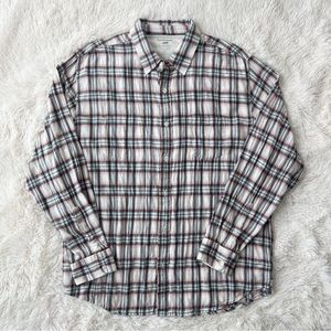 Horny Toad organic cotton plaid shirt washed black red white Sz XL
